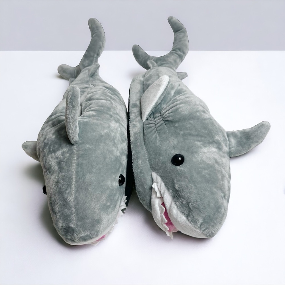 Happy Feet Great White Shark Plush Novelty Slippers